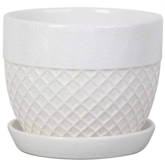 6 in. Delilah Glazed Ceramic Planter Pot with Drainage Hole and Saucer - Picture 1 of 1